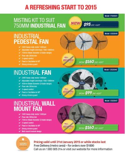 Refreshing Start To 2015 With Savings On Industrial Fans